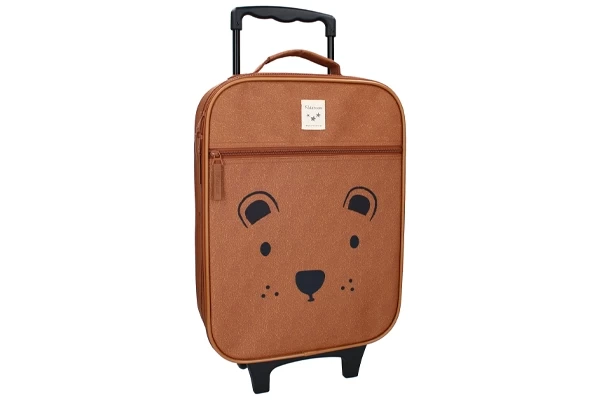 Bruine koffer met berengezicht